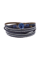 Rhinestone Encrusted Druzy Wrap Bracelet.