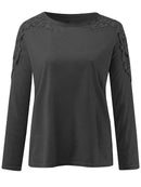 Full Size Cutout Round Neck Long Sleeve T-Shirt.