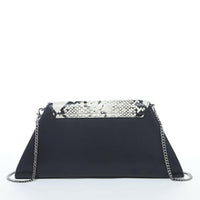 Angelica Leather Clutch Black Snakeskin.