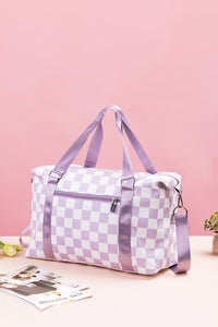 Zenana Checkered Multi-Pocket Travel Bag.