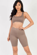 Solid Color Crop Tank Top & Biker Shorts Active Set (CAPELLA)