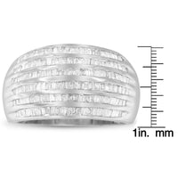 .925 Sterling Silver 1.0 Cttw Baguette-Cut Diamond 6-Row Channel Set Domed Tapered Cocktail Fashion Ring (H-I Color, I2-.