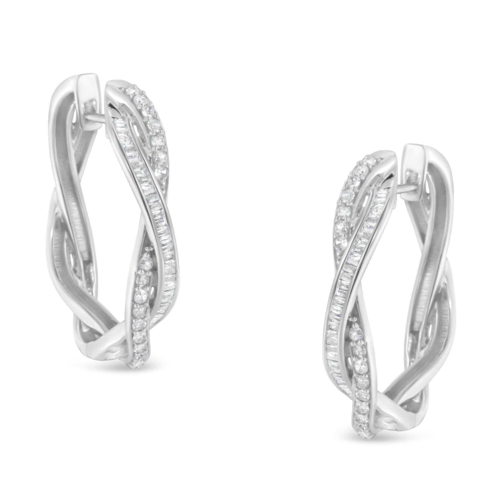 Sterling-Silver Diamond Hoop Earring (0.75 Cttw, I-J Color, I2-I3 Clarity)