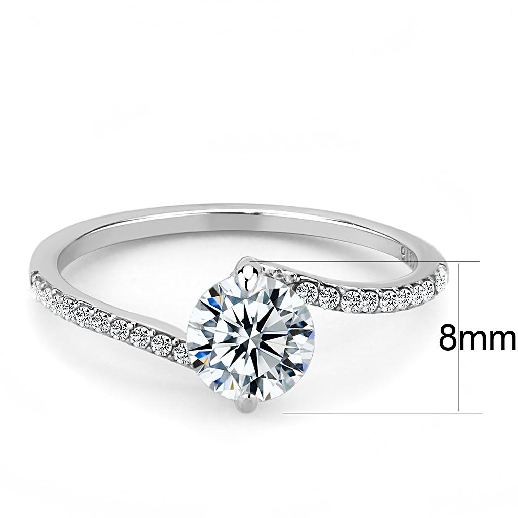 DA013 High Polished (No Plating) Stainless Steel Ring With AAA Grade CZ in Clear