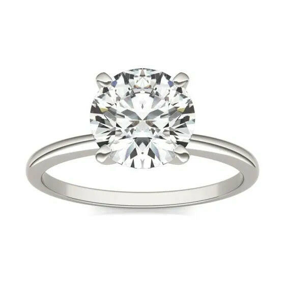 2 CTW Round Lab Grown Diamond Solitaire Engagement Ring 14K White Gold (G-Vs)