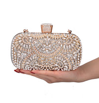 Diamond Evening Clutch Bag Wedding Golden Clutch Purse Chain Shoulder Handbag.