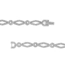 .925 Sterling Silver 1 1/2 Cttw Diamond Studded Alternating Circle and Kite-Shaped Vintage-Style Link Bracelet (I-J Colo.