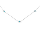 Sterling Silver Treated Diamond by Yard Necklace (1/2 Cttw, Blue Color, I2-I3 Clarity).