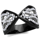 TK1644 Two-Tone IP Black Stainless Steel Ring With AAA Grade CZ in Clear