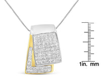 14K White and Yellow Gold 2.0 Cttw Princess Cut Diamond Two Tone Foldover Box Pendant 18” Box Chain Necklace (H-I Color,.