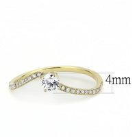 DA256 IP Gold(Ion Plating) Stainless Steel Ring With AAA Grade CZ in Clear