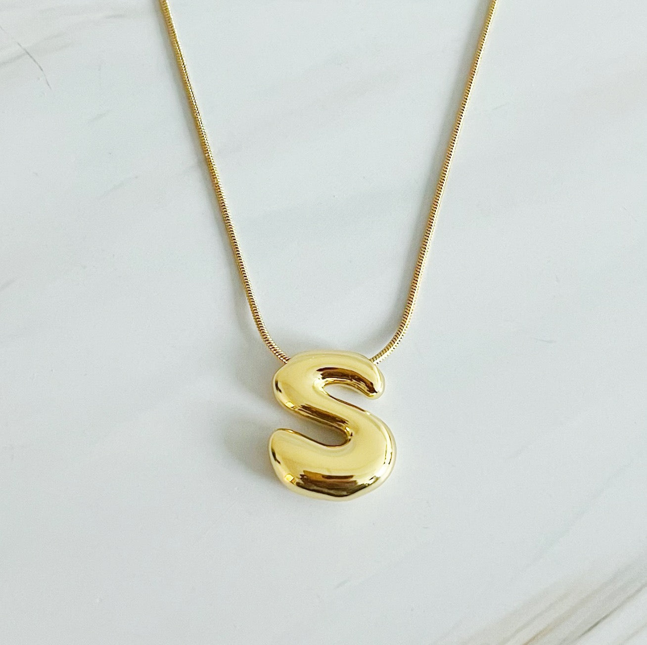 Balloon Letter Initial Necklace.