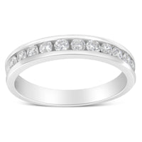 IGI Certified 1/2 Cttw Round Brilliant Cut Diamond 18K White Gold Channel Set Eternity Style Wedding Band Ring (H-I Colo