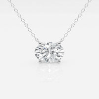 1.00 Ctw Oval Lab Grown Diamond Solitaire Pendant in White /Yellow.