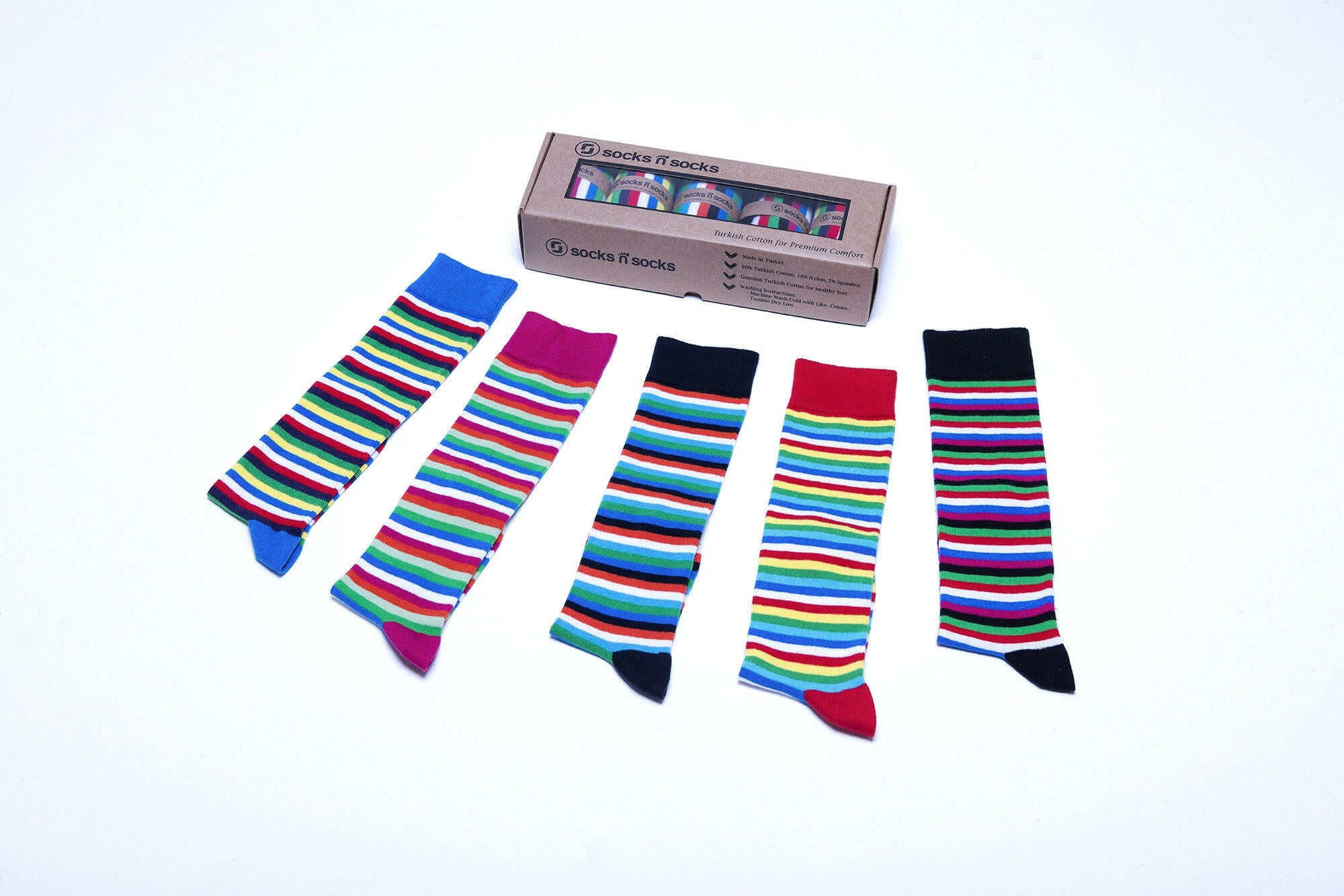 Women's Colorful Stripe Knee High Socks Set.