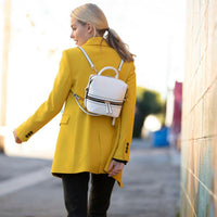 Ashley Small White Leather Backpack Purse.