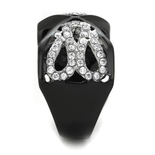 TK1644 Two-Tone IP Black Stainless Steel Ring With AAA Grade CZ in Clear