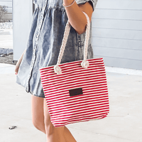 Striped Canvas Tote Bag.