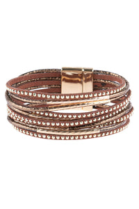 Multiline Leather Magnetic Bracelet