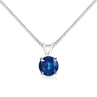 10K White Gold 1/4 Cttw Round Brilliant Cut Lab Grown Diamond 4-Prong Solitaire Pendant Necklace.