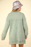 VERY J Mineral Washed Oversized Sweatshirt Mini Dress.