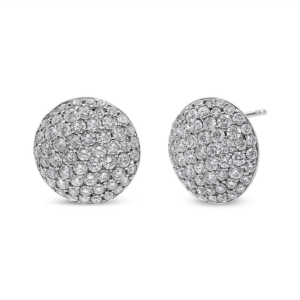 18K White Gold 3 1/2 Cttw Shared Prong Set Diamond Cluster Composite Disc Stud Earrings (F-G Color, VS1-VS2 Clarity)