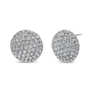 18K White Gold 3 1/2 Cttw Shared Prong Set Diamond Cluster Composite Disc Stud Earrings (F-G Color, VS1-VS2 Clarity).