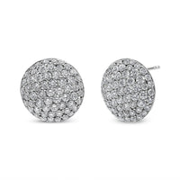 18K White Gold 3 1/2 Cttw Shared Prong Set Diamond Cluster Composite Disc Stud Earrings (F-G Color, VS1-VS2 Clarity).