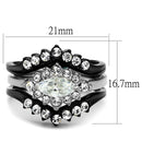 TK2188 Two-Tone IP Black Stainless Steel Ring With AAA Grade CZ in Clear.