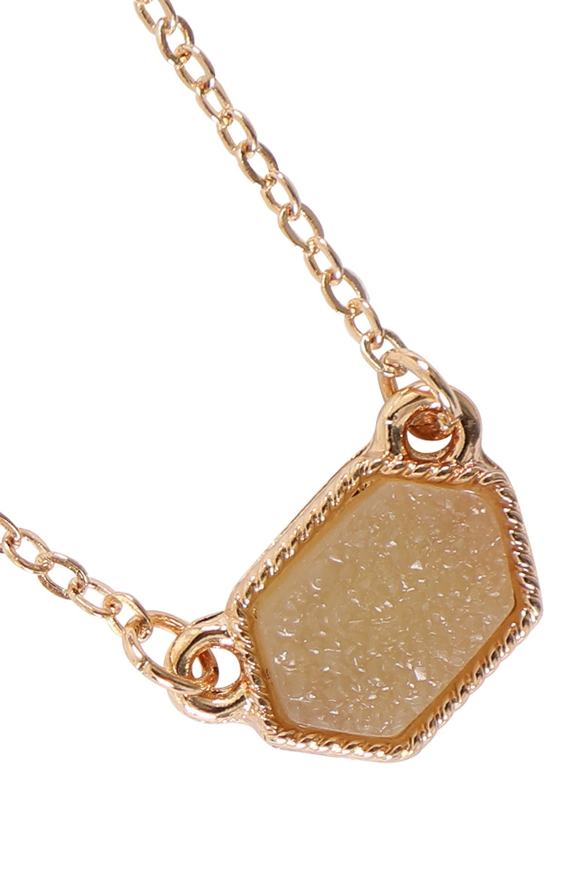 Druzy Hexagon  Necklaces With Stud Earrings