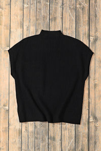 Lindsey Patch Pocket Ribbed Knit Short Sleeve Sweater.