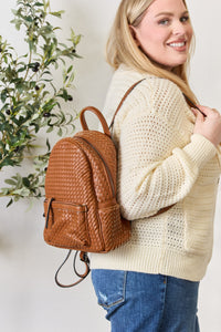 SHOMICO PU Leather Woven Backpack.