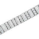 14K White Gold 4 7/8 Cttw Baguette & Round Brilliant-Cut Diamond Channel- & Prong-Set Tennis Bracelet (I-J Color, I1-I2.