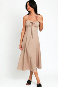 Le Lis Flare Front Tie Front Slit Midi Dress.