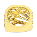 10K Yellow Gold 3.00 Cttw Diamond Multi Row Bypass Wave Cocktail Band Ring (J-K Color, I1-I2 Clarity).