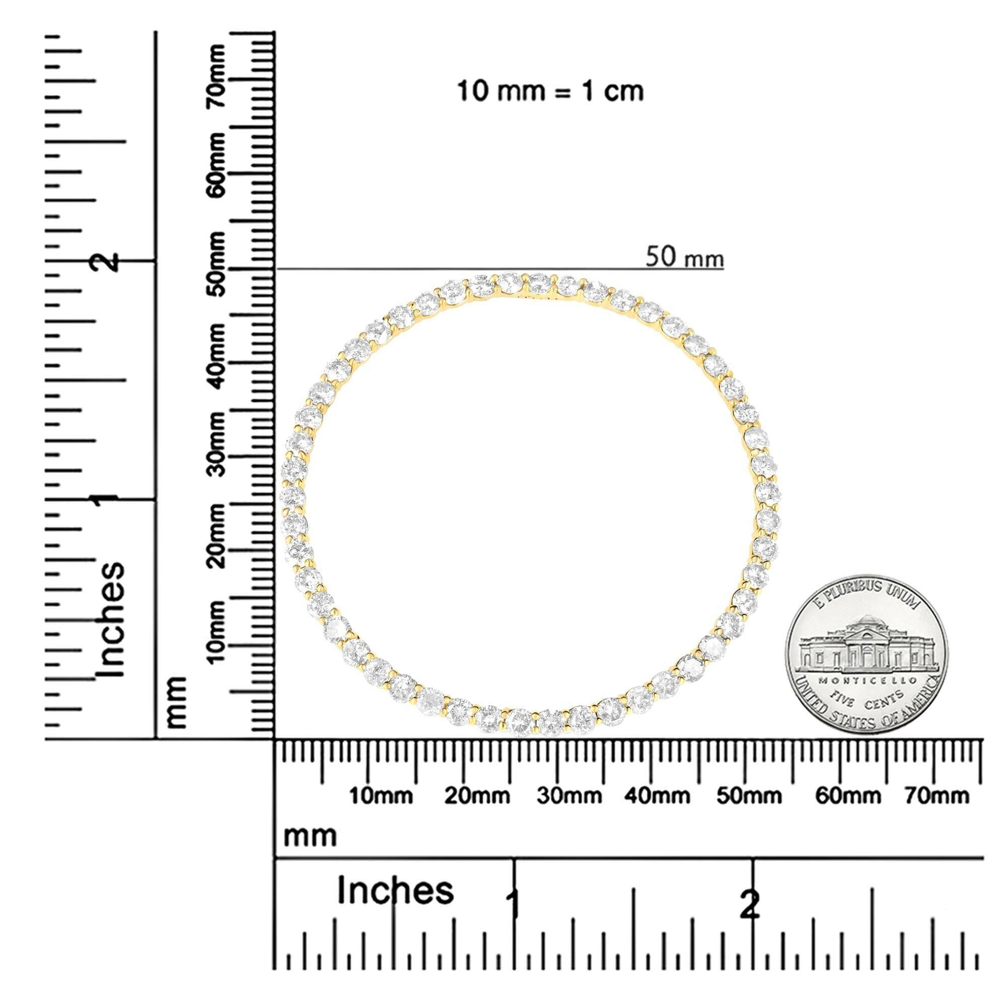 10K Yellow Gold Plated .925 Sterling Silver 4 Cttw Diamond Circle Hoop 18" Pendant Necklace (J-K Color, I1-I2 Clarity).