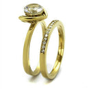 TK2295 IP Gold(Ion Plating) Stainless Steel Ring With AAA Grade CZ in Clear.