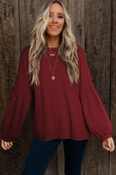 Madison Knit Jacquard Puffy Long Sleeve Top.