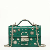 The Hollywood Studded Leather Crossbody Bag Evergreen.