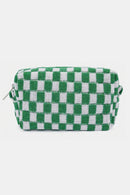 Zenana Checkered Pattern Knitted Cosmetic Pouch.