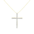 10K Yellow Gold Plated .925 Sterling Silver 4.0 Cttw Round Cut Diamond Cross Pendant Necklace (J-K Color, I1-I2 Clarity).