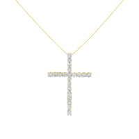 10K Yellow Gold Plated .925 Sterling Silver 4.0 Cttw Round Cut Diamond Cross Pendant Necklace (J-K Color, I1-I2 Clarity).