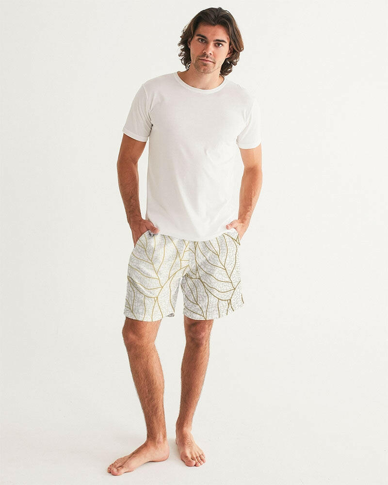 Abstract Gold Leaves 7" Classic Men Swim Trunk.