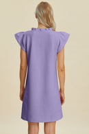 Double Take Full Size Ruffled V-Neck Cap Sleeve Dress.