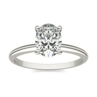 1 1/2 CTW Oval Lab Grown Diamond Solitaire Engagement Ring 14K White Gold.