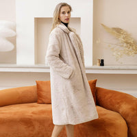 Female Winter Plush Thick Warm Loose Women Faux Rabbit Fur Coat.