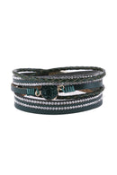 Rhinestone Encrusted Druzy Wrap Bracelet.