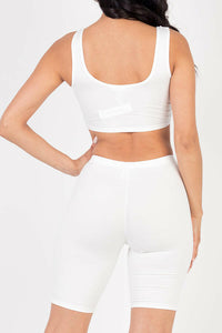 Solid Color Crop Tank Top & Biker Shorts Active Set (CAPELLA)