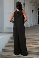 Double Take Full Size Tie Back Cutout Sleeveless Jumpsuit.