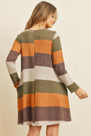 Long Sleeved Rib Stripe Pocket Dress.